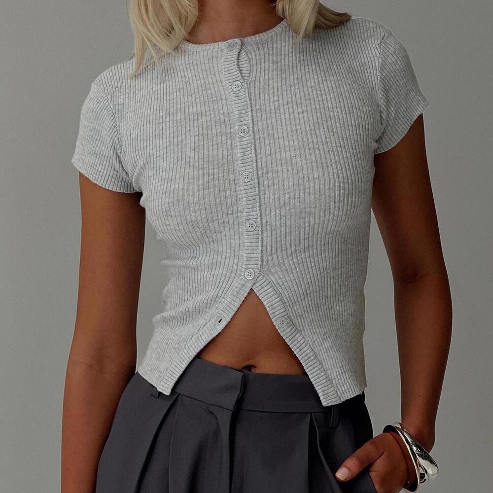 SOLD Princess Polly Suzu Knit Top Grey